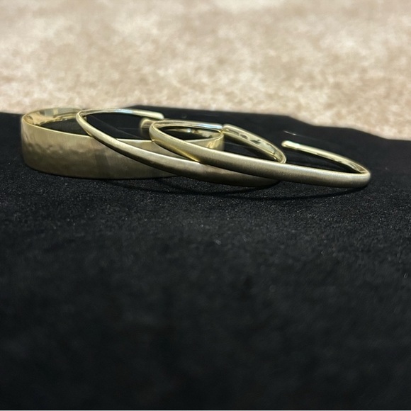 Kendra Scott Tiana Gold Hammered Cuff Bracelets (set of 3) - Picture 3 of 7